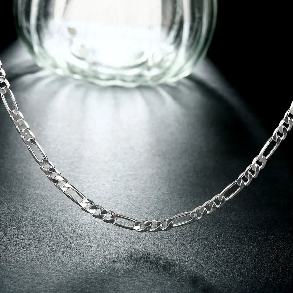 40-75Cm 925 Silver 4Mm Figaro Chain Necklace for Women Men Long Necklace Hip Hop Jewelry Gift