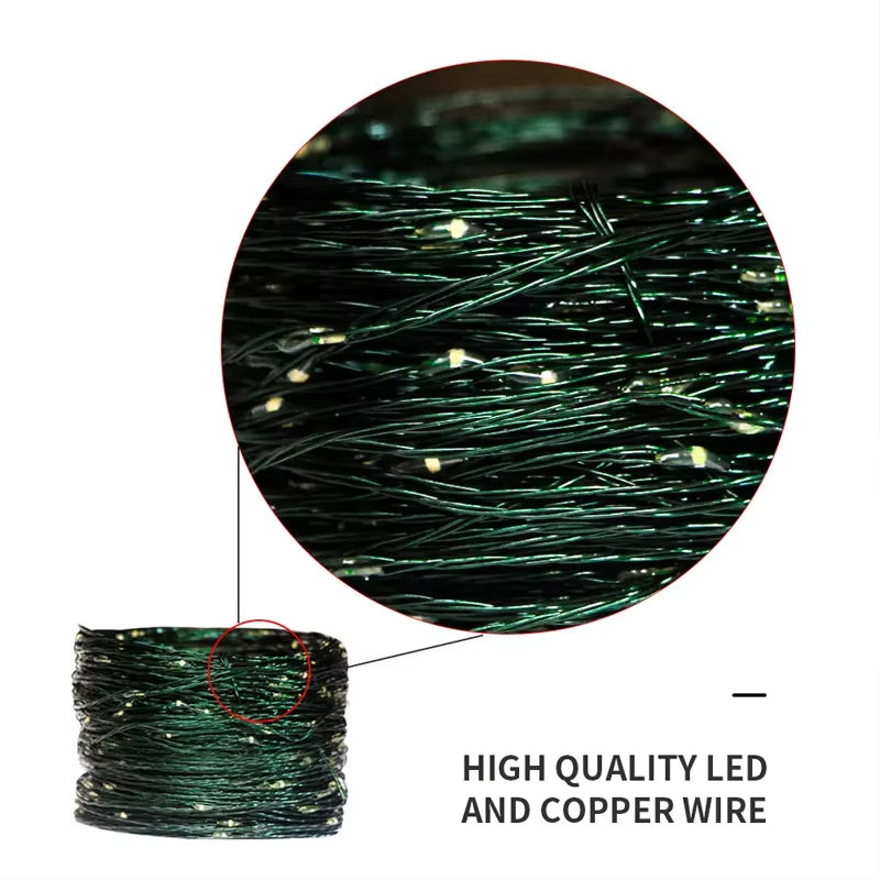 200M Christmas Green Cable LED String Fairy Lights Garland Outdoor Waterproof Decoration Lamp for Party Halloween Garden House