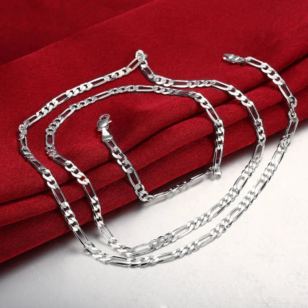 40-75Cm 925 Silver 4Mm Figaro Chain Necklace for Women Men Long Necklace Hip Hop Jewelry Gift