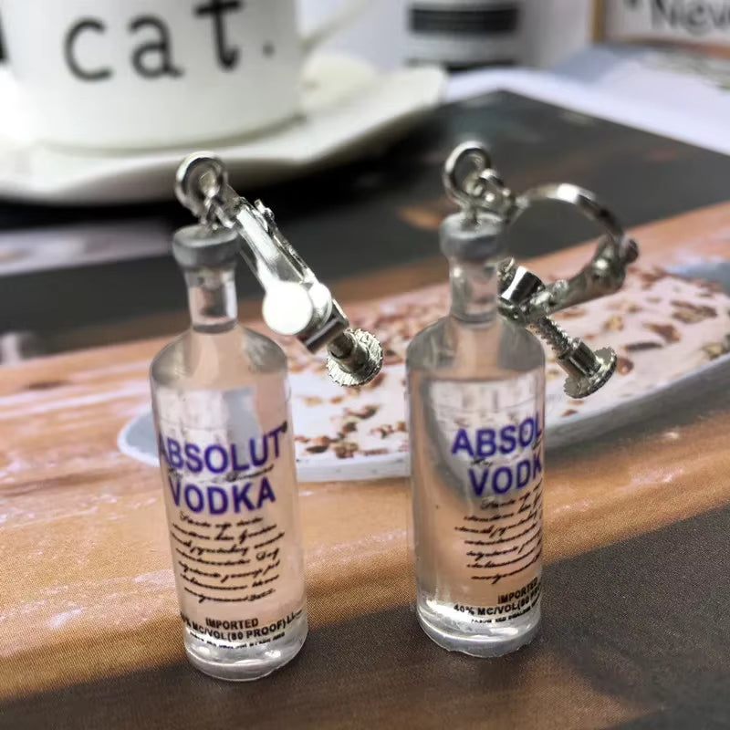 2024 Transparent Bottle Dangle Earrings Funny Drinking Jewelry Creative Vodka Bottle Drop Earrings for Girl Holiday Gift