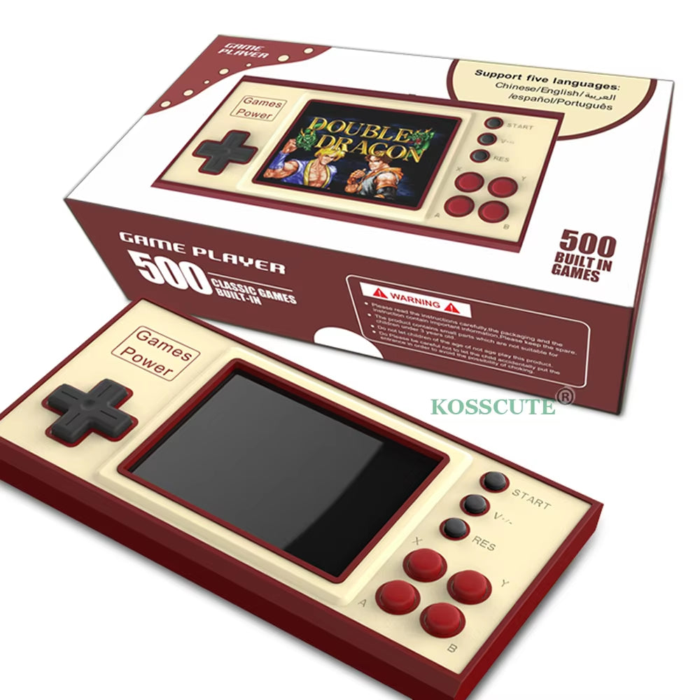 K30 Retro Portable Mini Handheld Video Game Console 8-Bit 3 Inch Color LCD Kids Color Game Player Built-In 500 Games