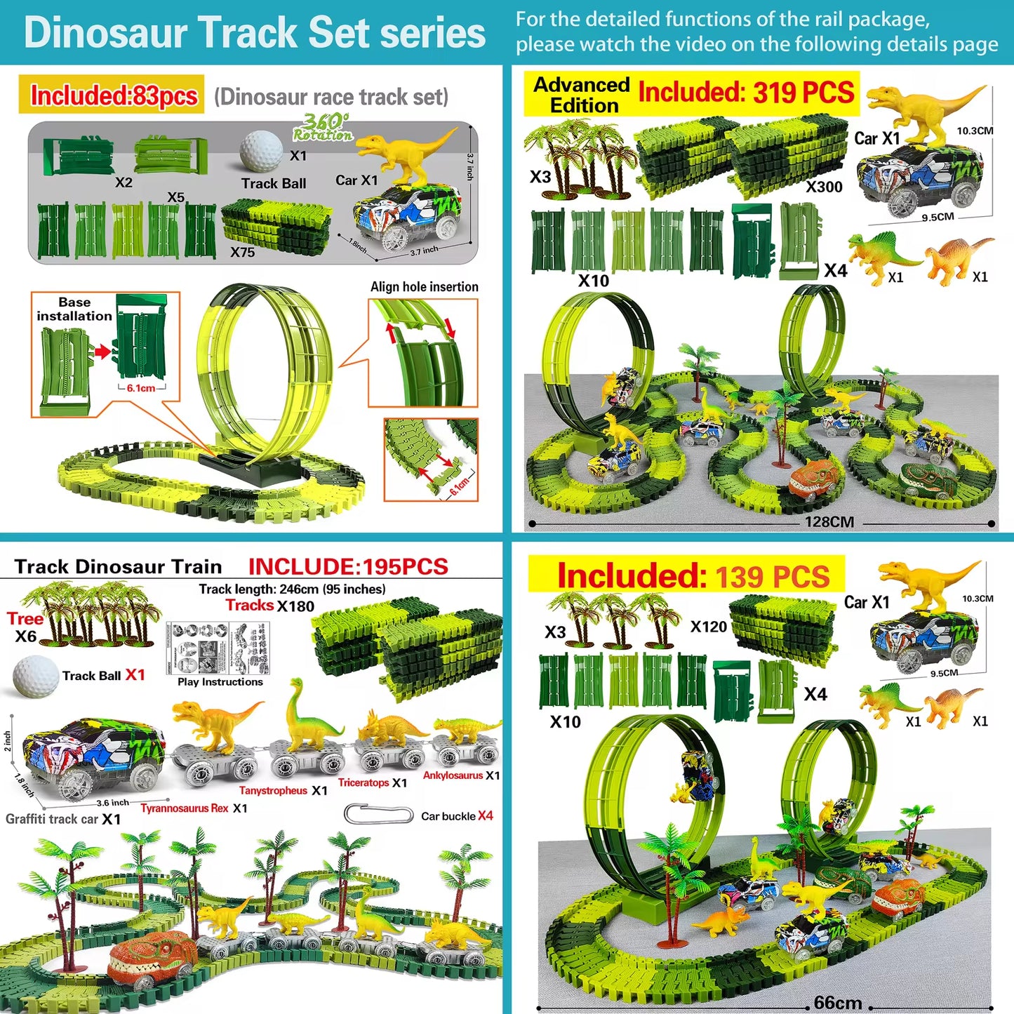Electric Dinosaur Car Track Set with Flexible Race Track and Flashing Lights - High-Quality Toy for Kids