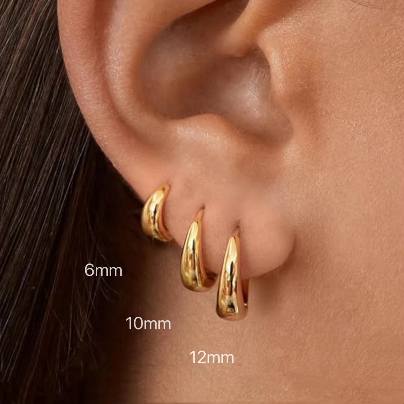 Stainless Steel 1 Pair Minimalist Huggie Hoop Earrings for Women Gold Color Tiny round Circle 6/10/12Mm Punk Unisex Rock Earring
