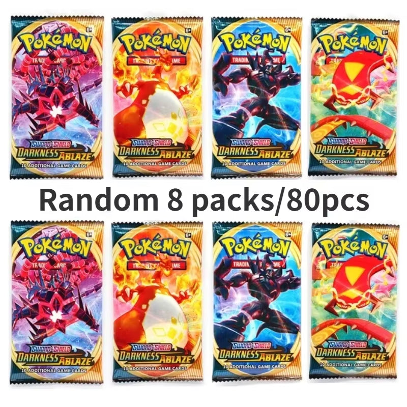Random 40/80 PCS Pokemon Cards Deck Box Pikachu English Party Games Tabletop Matchmaking Card Set Pokemon Cards' Album Kids Toys