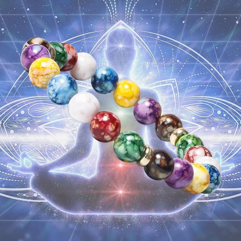 7 Chakra Reiki Healing Stone Bracelet Yoga Balance Energy Beads Volcanic Stone Bracelet Necklace Jewelry Bangle Bracelets Women