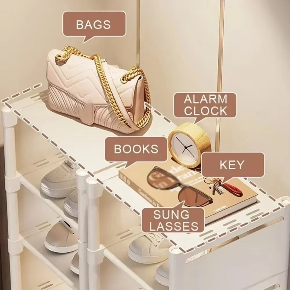 Multiple Layers Shoe Organizer Shoe Rack Organizer Space Saving Rack for Wall Corner Stackable Shelf Adjustable Saving Cabinet