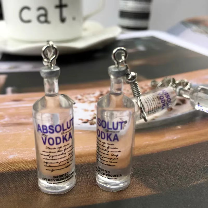 2024 Transparent Bottle Dangle Earrings Funny Drinking Jewelry Creative Vodka Bottle Drop Earrings for Girl Holiday Gift
