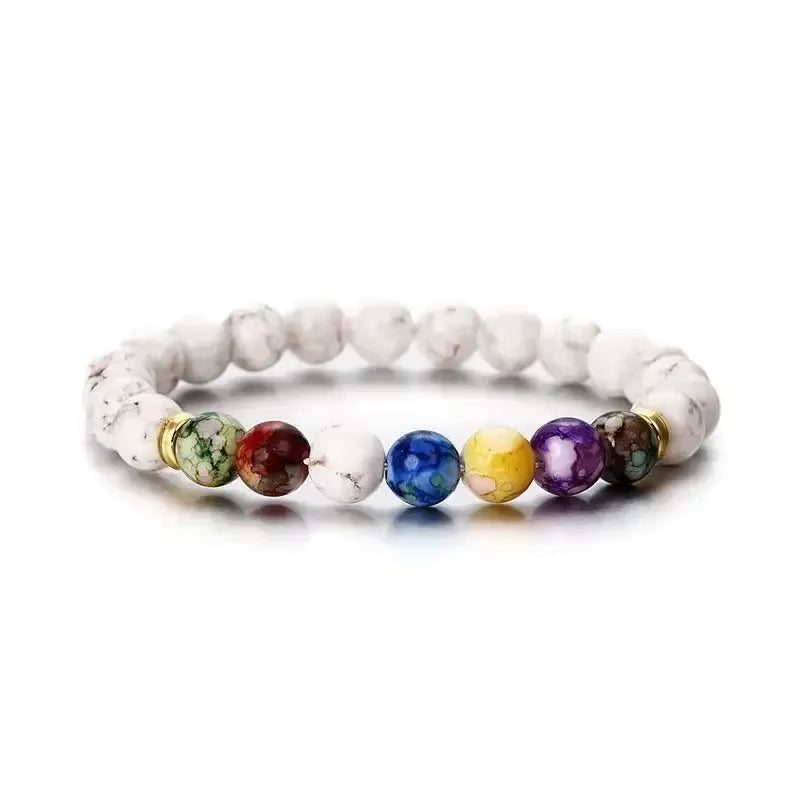 7 Chakra Reiki Healing Stone Bracelet Yoga Balance Energy Beads Volcanic Stone Bracelet Necklace Jewelry Bangle Bracelets Women
