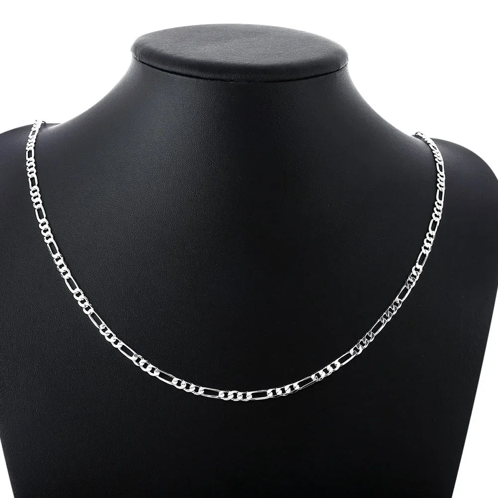 40-75Cm 925 Silver 4Mm Figaro Chain Necklace for Women Men Long Necklace Hip Hop Jewelry Gift