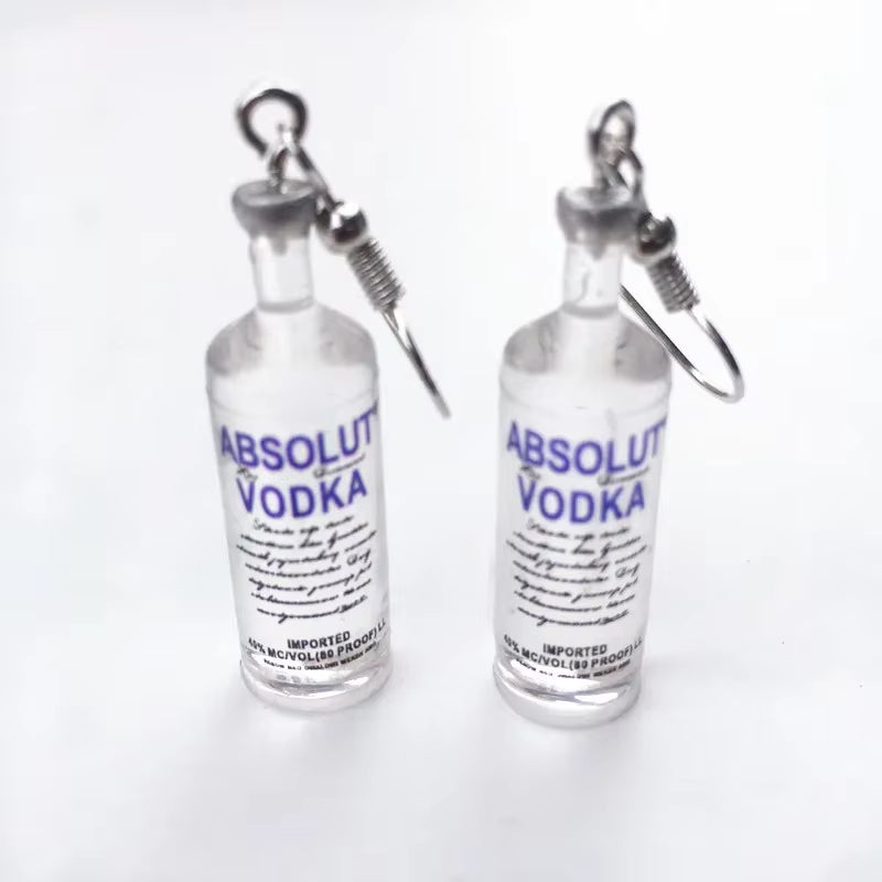 2024 Transparent Bottle Dangle Earrings Funny Drinking Jewelry Creative Vodka Bottle Drop Earrings for Girl Holiday Gift