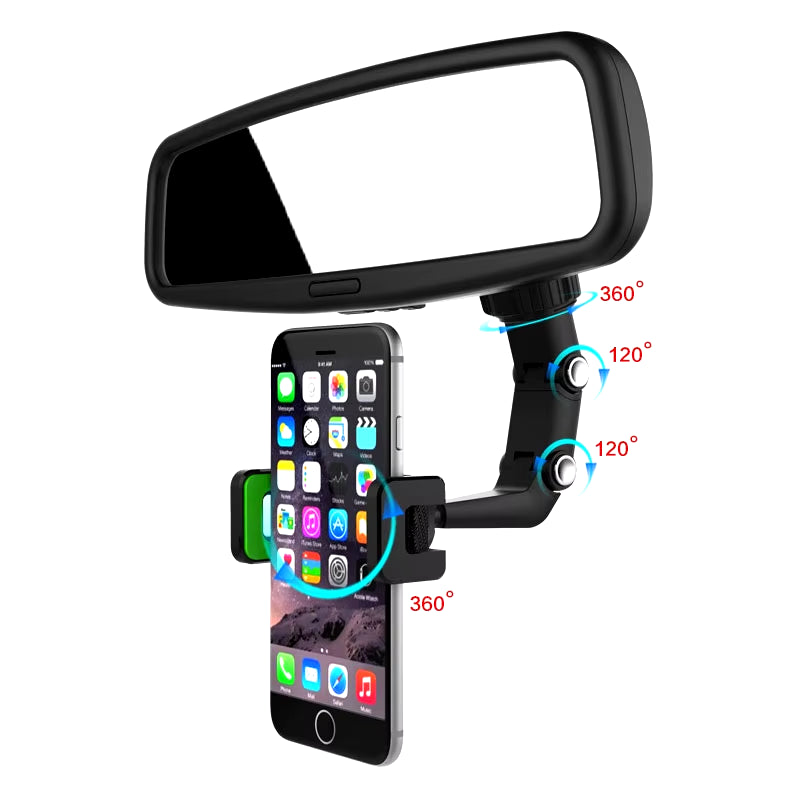 Olaf Car Phone Holder Multifunctional 360° Rotatable Review Mirror Seat Hanging Auto GPS Cell Phone Holder for Car Mobile Mount