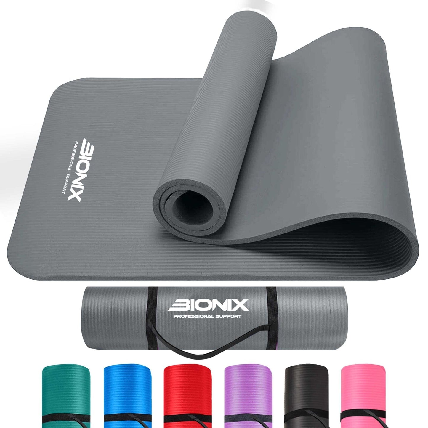 Thick 10mm Non-Slip Yoga Mat with Carry Strap - Perfect for Gym, Pilates, and Fitness Workouts