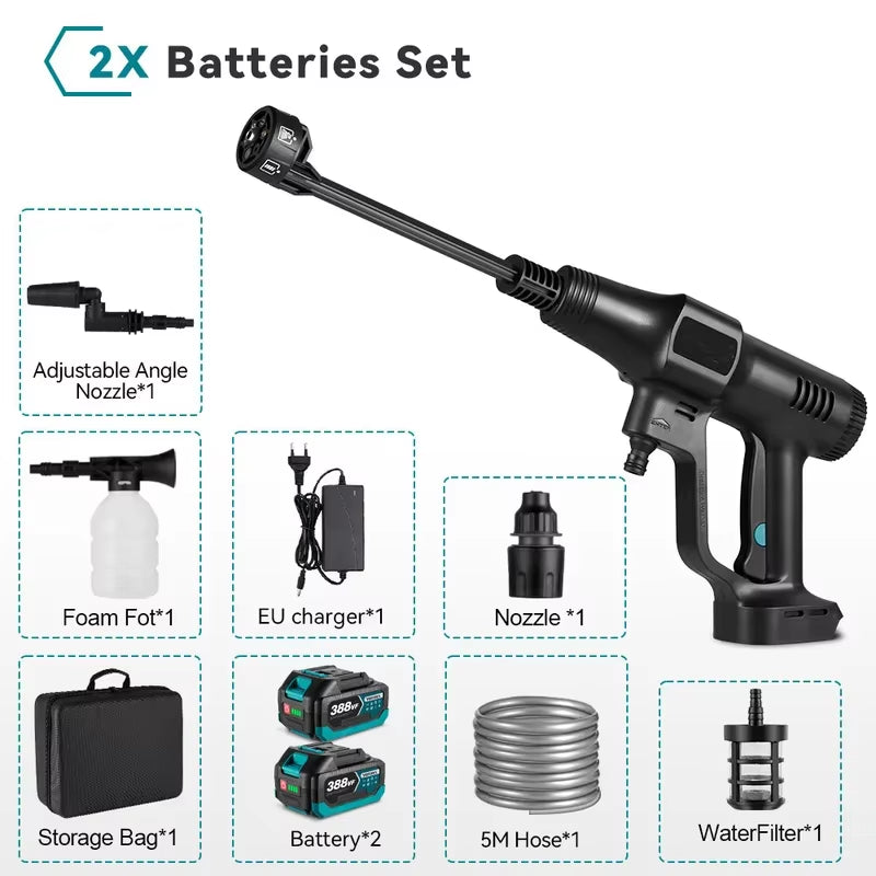 200Bar Wireless High Pressure Car Washer Gun 3500W Brushless 3Gear Boosting Foam Generator Water Gun Cleaner Car Washing Machine