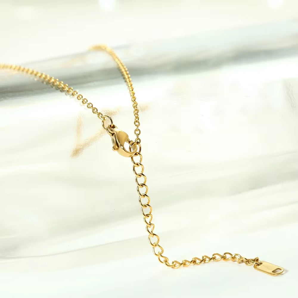 Stainless Steel Initial Necklace Gold Color Cut Letters Single Name Choker Necklace for Women Pendant Jewelry Gift Dropshipping