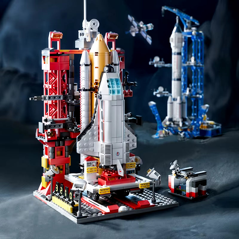 Launch Center Lunar Lander Model Building Blocks Spaceship Spaceport Figure Shuttle Rocket Bricks Construction Toys