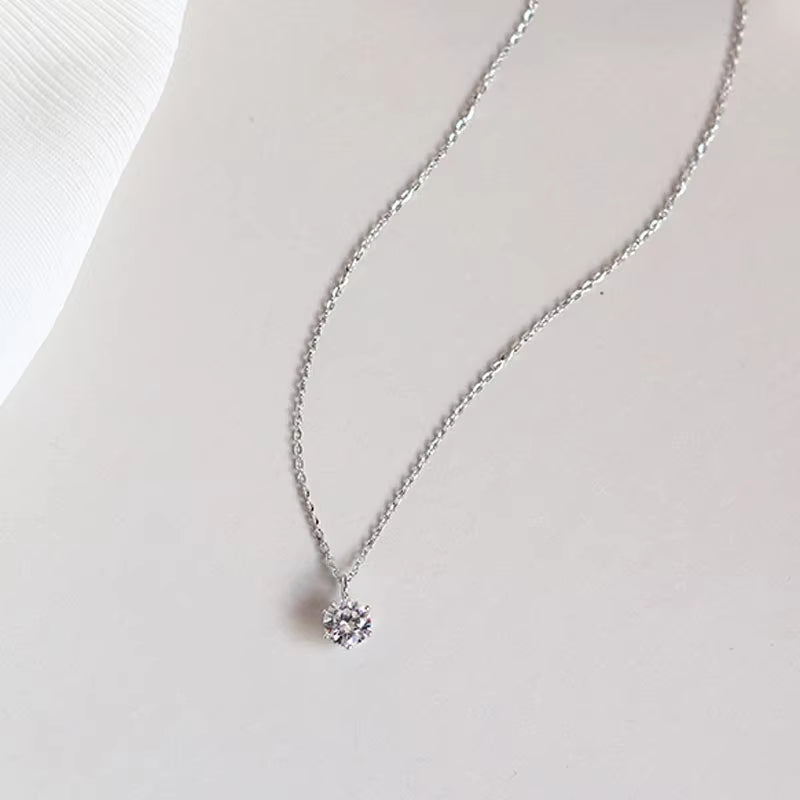 Hot 925 Sterling Silver Plated Necklace Versatile Single Sparkling AAA Zircon Clavicle Chain for Women Wedding Jewelry Wholesale