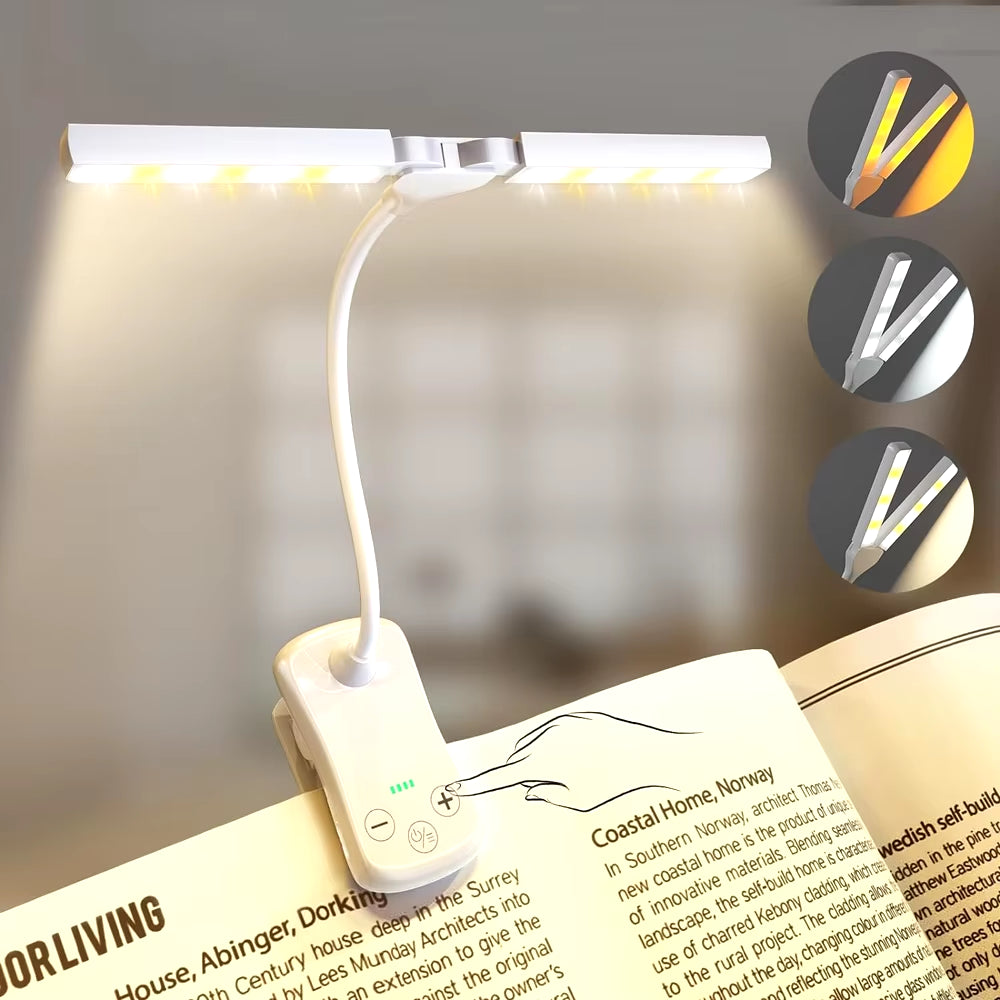 14 LED Clip on Book Light 3 Colors 8 Brightness USB Rechargeable Night Light Portable Reading Light Book Lamp