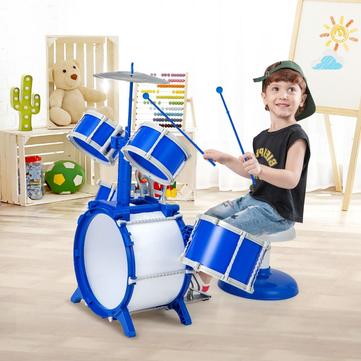 Educational Percussion Musical Instrument Toy with Bass Drum and Foot Pedal