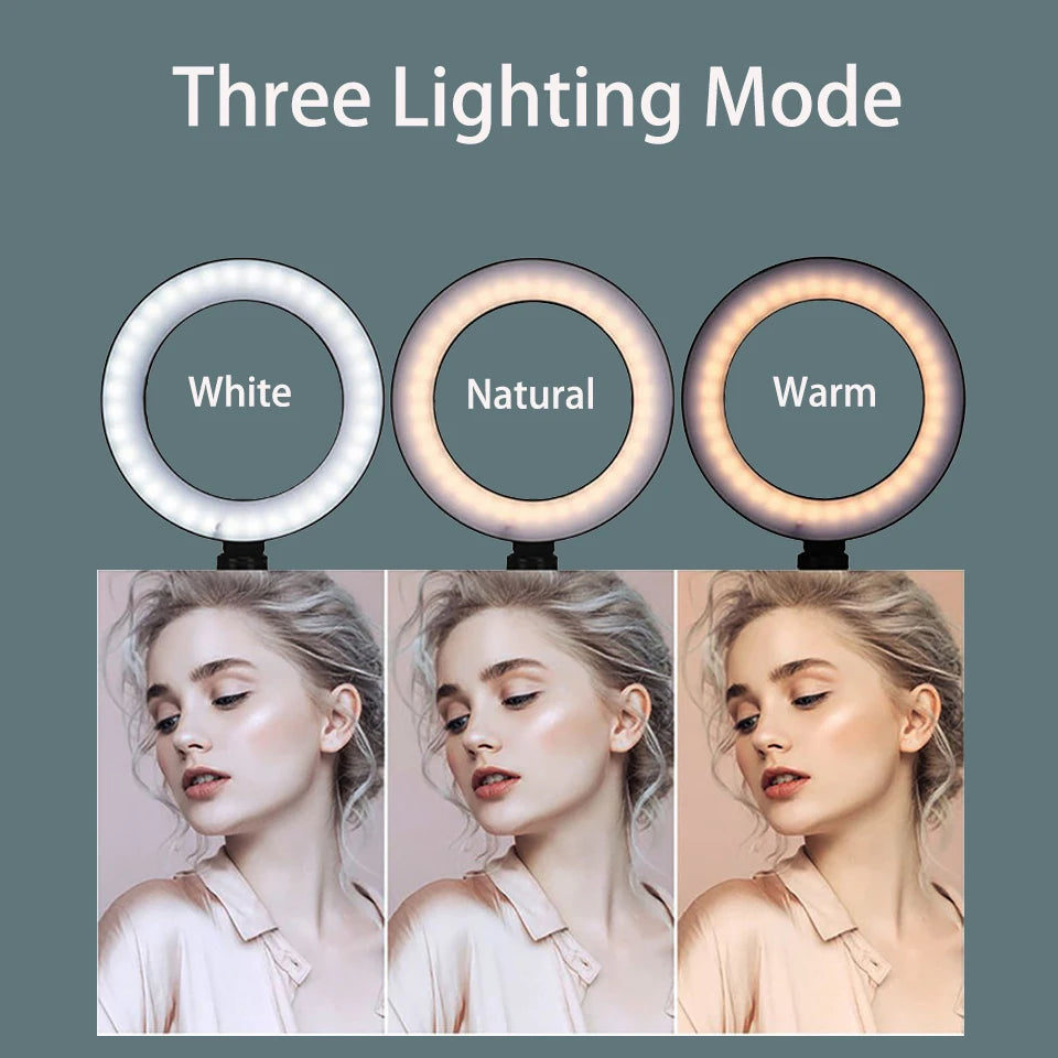 6Inch Ring Light with Tripod Led Bright Ring Lamp Light Rim Song Lighting for Photography Selfie Ringlight Right Ligth