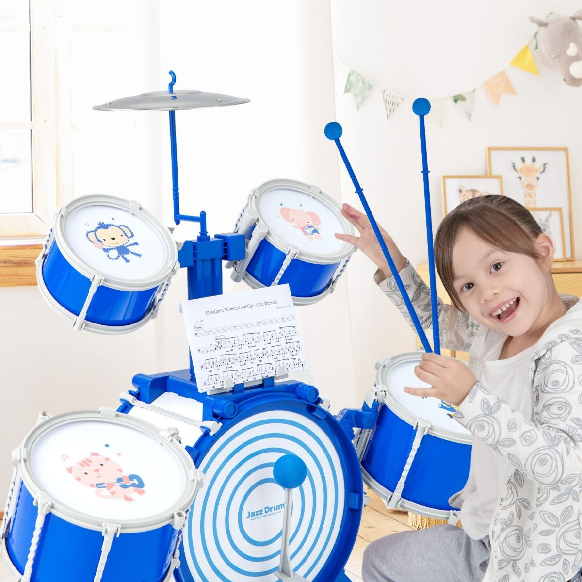 Educational Percussion Musical Instrument Toy with Bass Drum and Foot Pedal