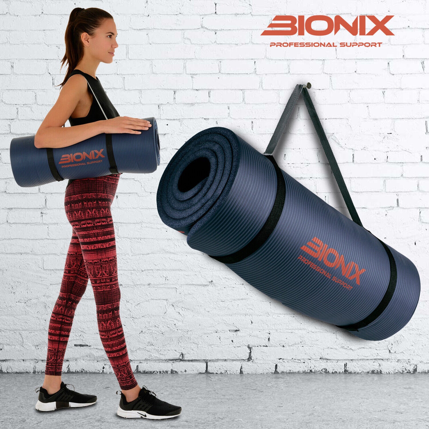 Thick 10mm Non-Slip Yoga Mat with Carry Strap - Perfect for Gym, Pilates, and Fitness Workouts