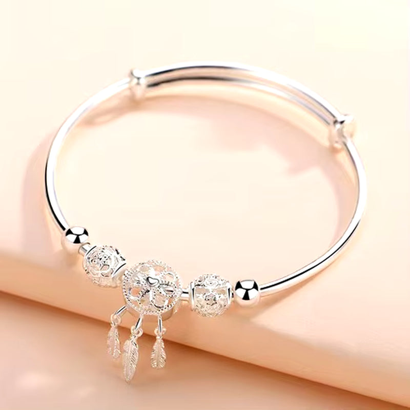 Luxury 925 Sterling Silver Bracelet for Woman Vintage Original Lucky Beads Ball Adjustable Bracelets Designer Jewelery Gifts