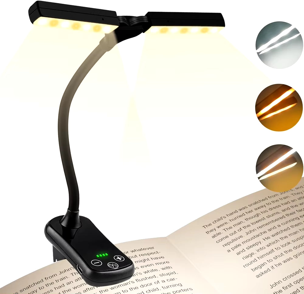 14 LED Clip on Book Light 3 Colors 8 Brightness USB Rechargeable Night Light Portable Reading Light Book Lamp