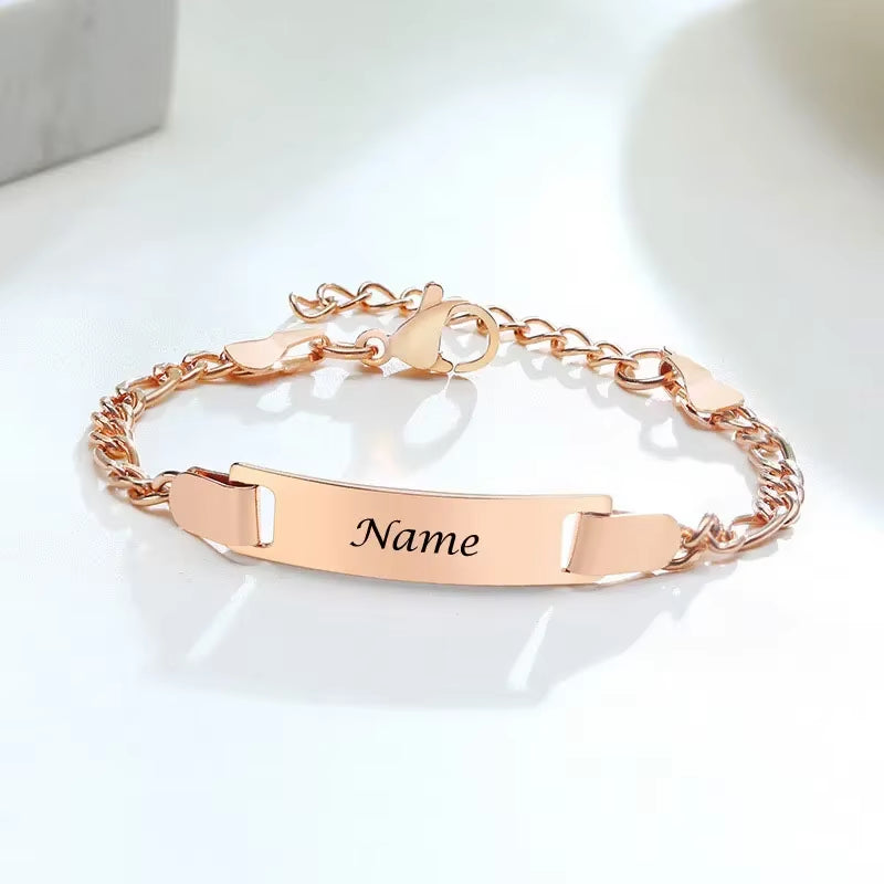 Personalize Baby Name Bracelets Non Allergy Stainless Steel Infant Baptism Bangle Jewelry Custom Boy Girl Family Love Gifts