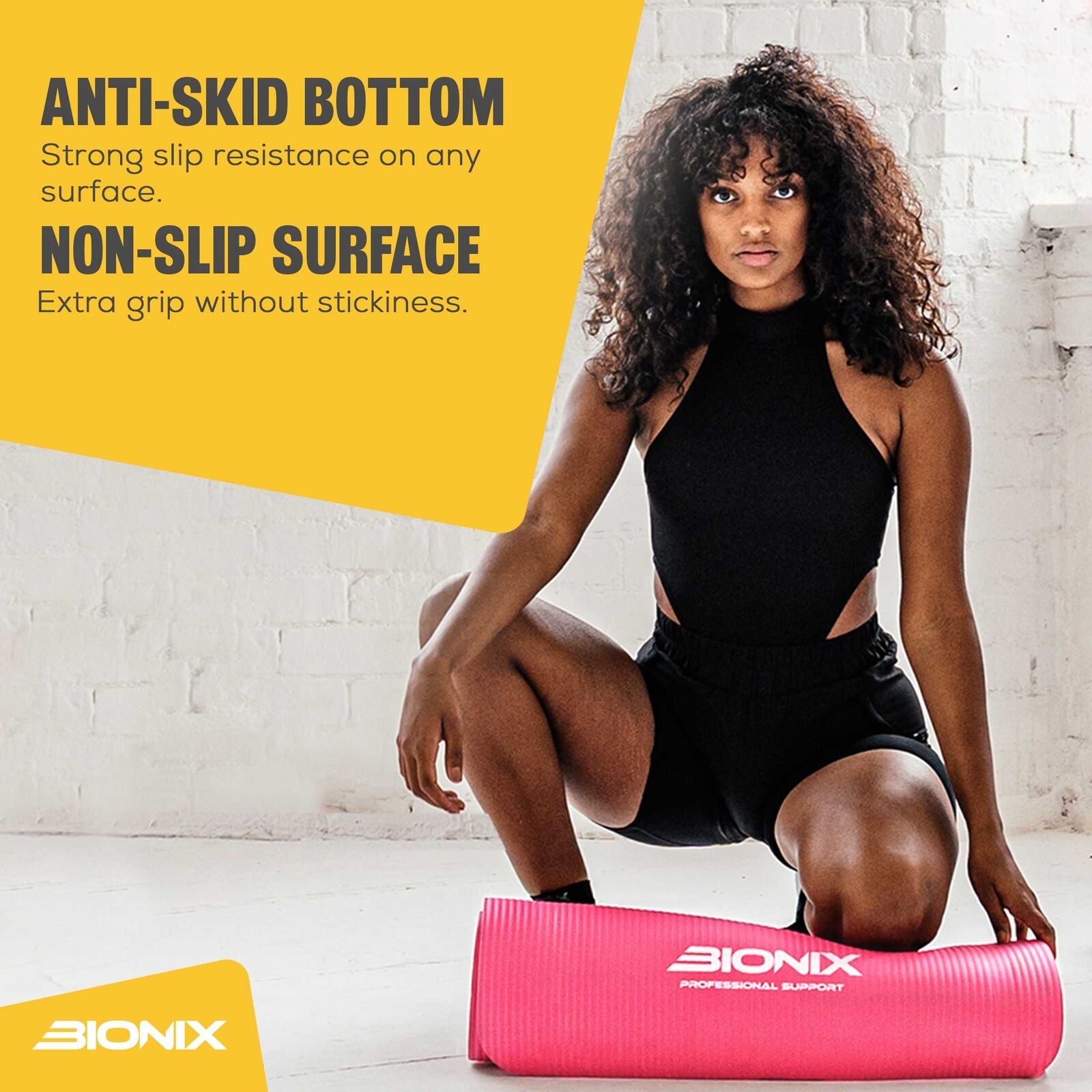 Thick 10mm Non-Slip Yoga Mat with Carry Strap - Perfect for Gym, Pilates, and Fitness Workouts
