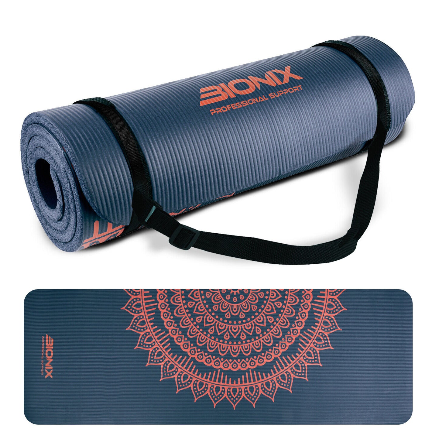 Thick 10mm Non-Slip Yoga Mat with Carry Strap - Perfect for Gym, Pilates, and Fitness Workouts