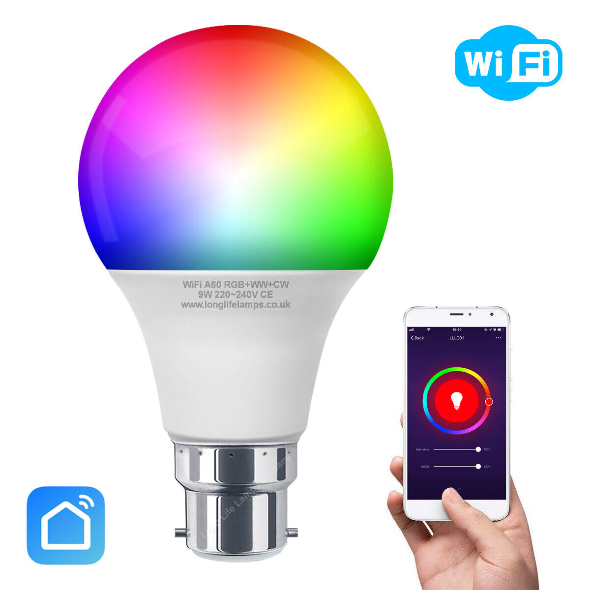 Transform Your Space with the WiFi RGB Smart LED Light Bulb – Compatible with iOS, Android, Amazon Alexa & Google Home