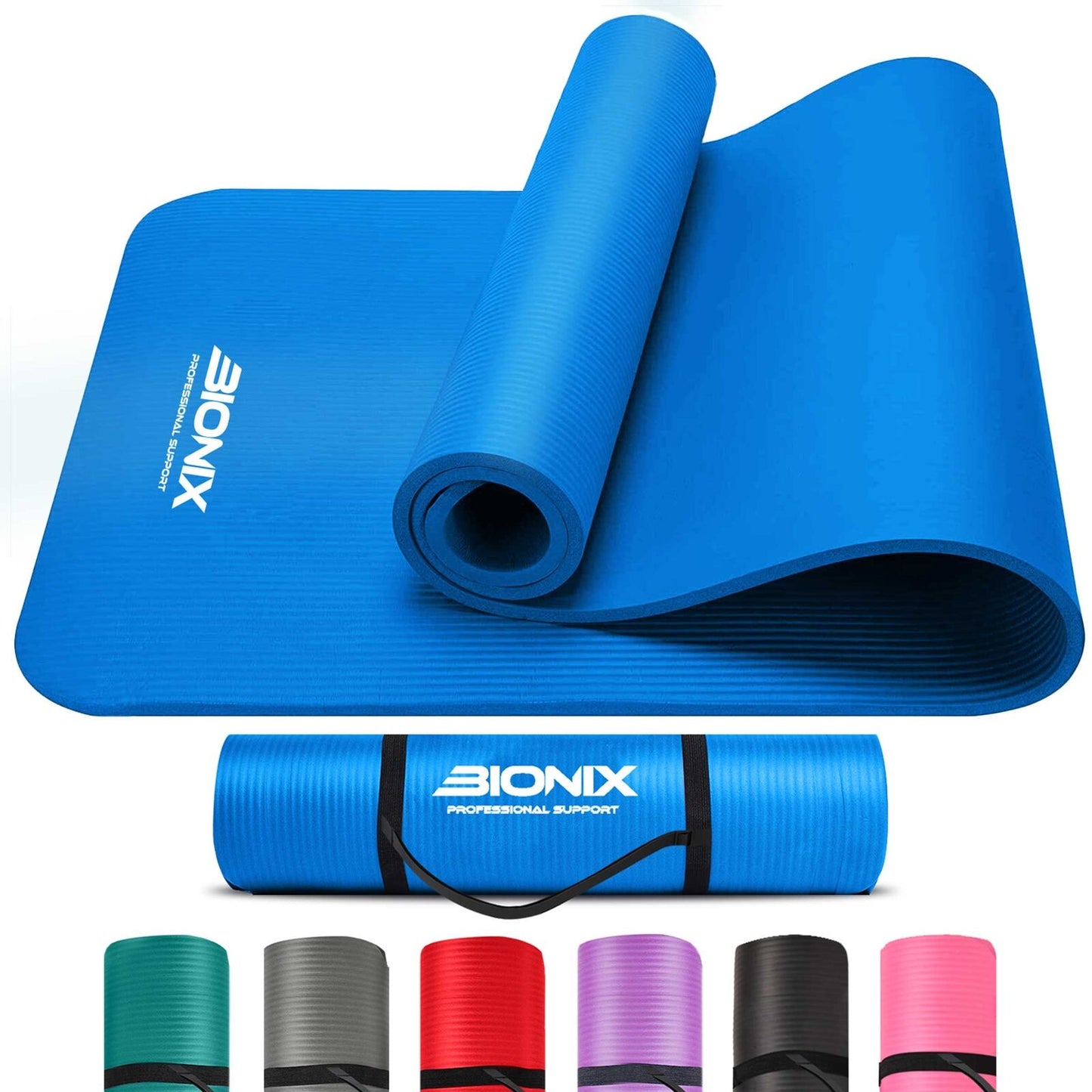 Thick 10mm Non-Slip Yoga Mat with Carry Strap - Perfect for Gym, Pilates, and Fitness Workouts