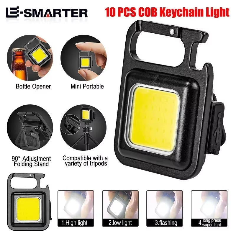 5PCS COB Work Lights Mini Portable Flashlight Keychain Lamp 4 Lighting LED Outdoor Waterproof Emergency Camping Fishing Torch