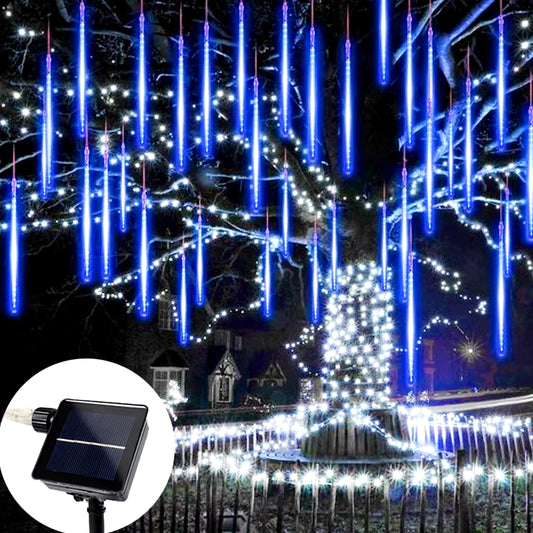 Outdoor Street Garland Christmas Decoration 30/50Cm 8 Tubes Solar LED Meteor Shower Light Holiday String Lamp Fairy Garden Decor