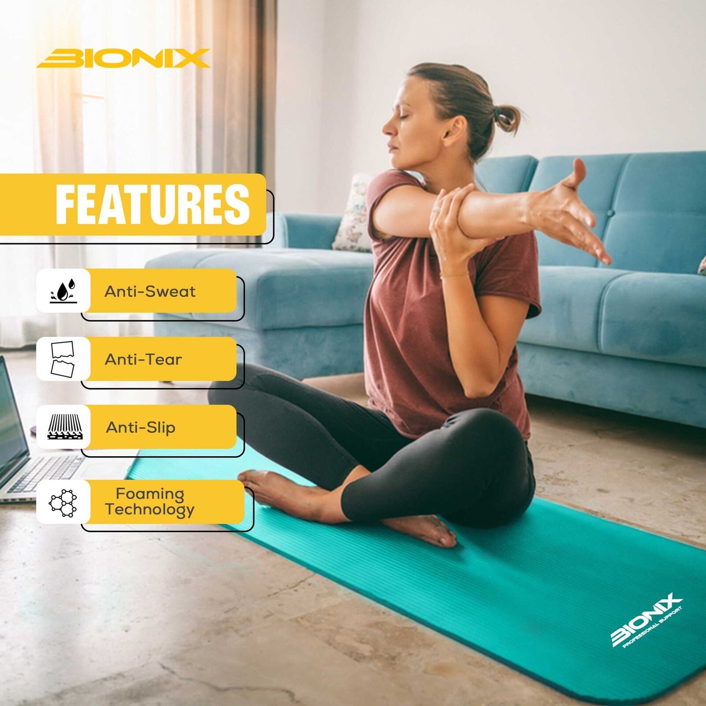 Thick 10mm Non-Slip Yoga Mat with Carry Strap - Perfect for Gym, Pilates, and Fitness Workouts