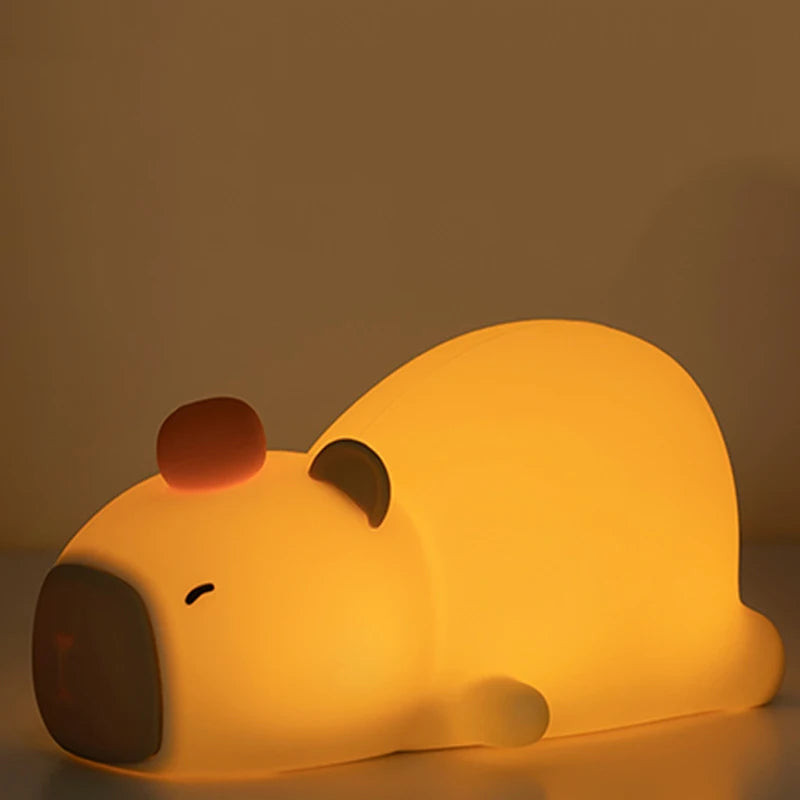 Capybara Cute Silicone LED Cartoon Night Light USB Rechargeable Dimming Sleep Night Lamp for Children'S Room Decor Birthday Gift