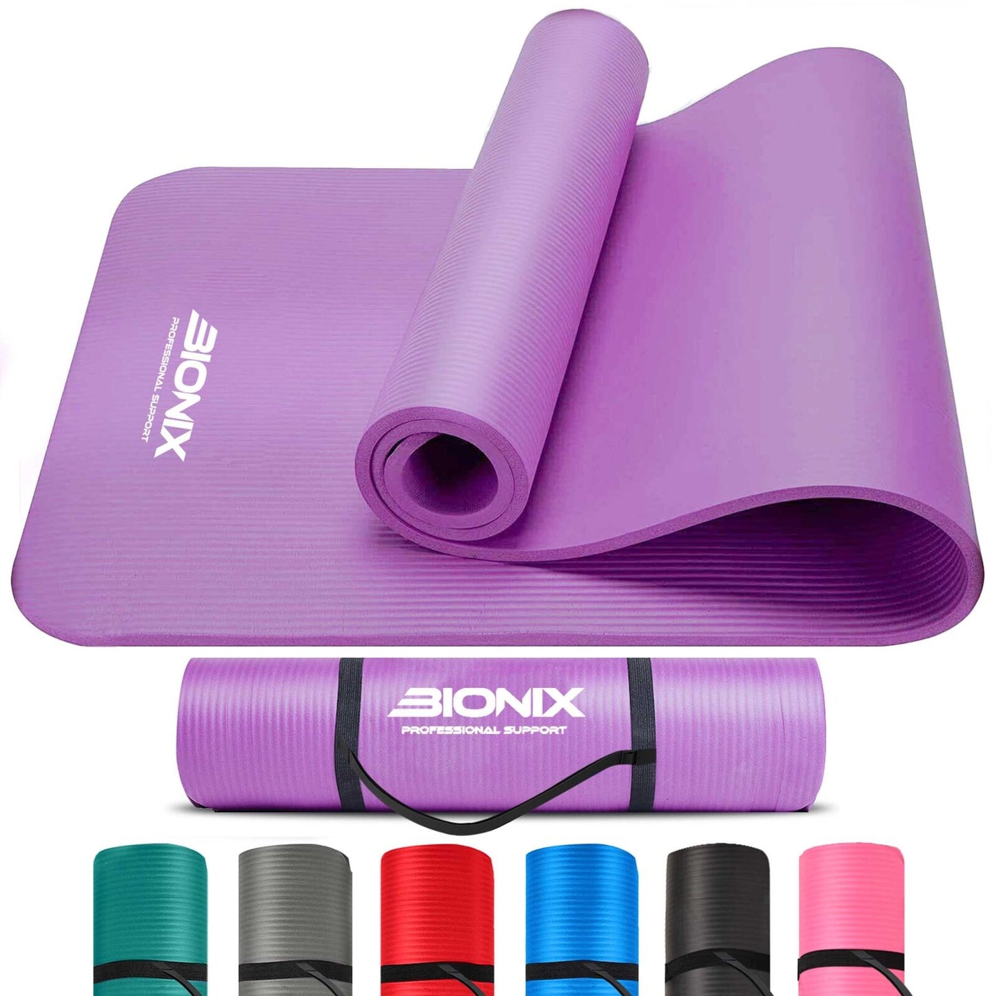 Thick 10mm Non-Slip Yoga Mat with Carry Strap - Perfect for Gym, Pilates, and Fitness Workouts