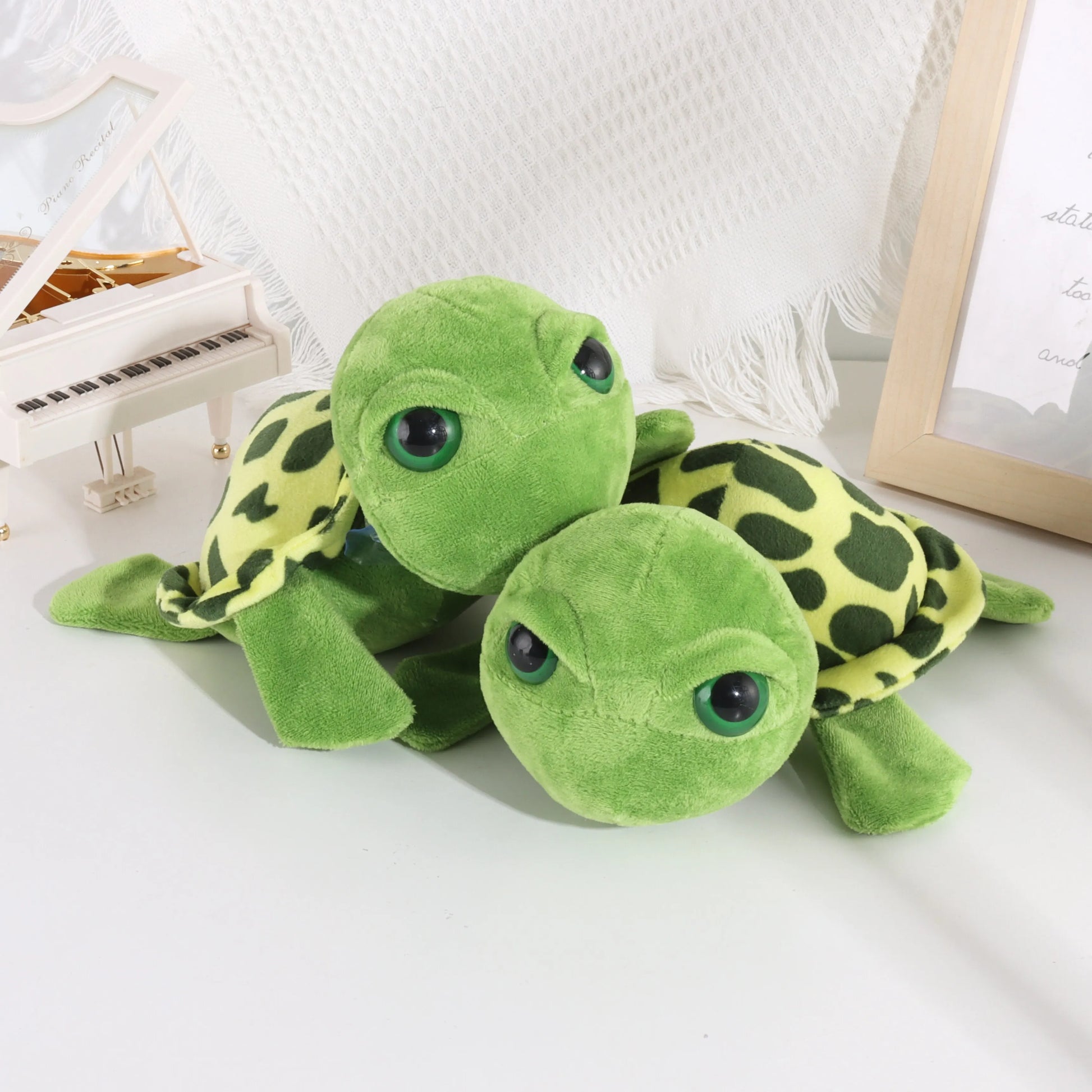 1 Pcs Turtle Plush Toy Big Eye Green Plush Doll Stuffed Animal Turtle Toys