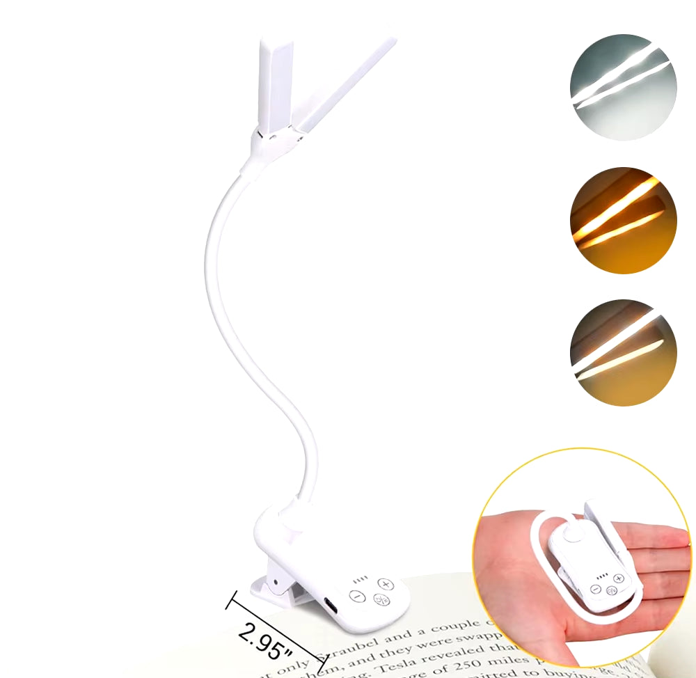 14 LED Clip on Book Light 3 Colors 8 Brightness USB Rechargeable Night Light Portable Reading Light Book Lamp