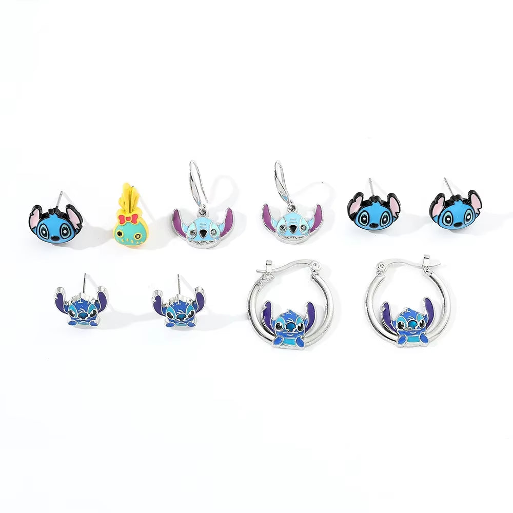 Kawaii Mickey Stud Earrings for Girl Anime Toy Jewelry Accessories Cartoon Stitch Earrings Jewelry Gift for Women Kids