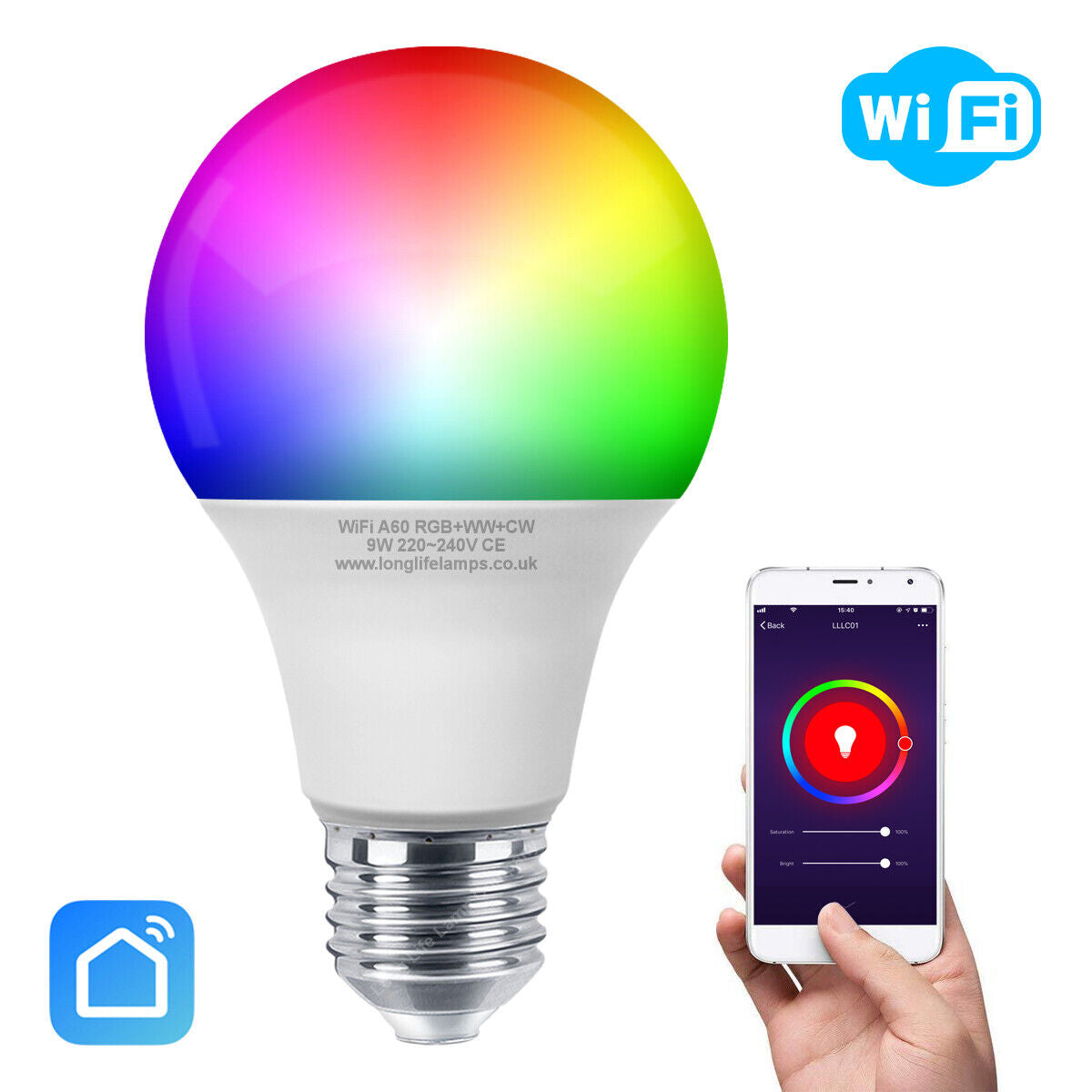 Transform Your Space with the WiFi RGB Smart LED Light Bulb – Compatible with iOS, Android, Amazon Alexa & Google Home