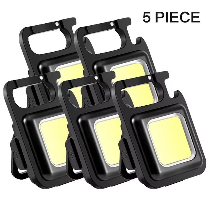 5PCS COB Work Lights Mini Portable Flashlight Keychain Lamp 4 Lighting LED Outdoor Waterproof Emergency Camping Fishing Torch