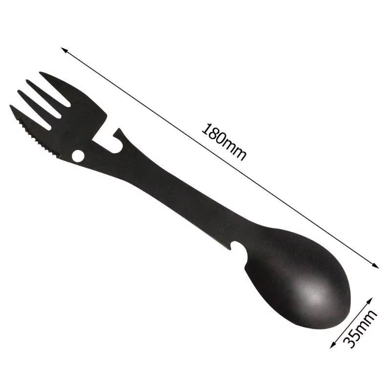 Outdoor Survival Tools 5 in 1 Camping Multi-Functional EDC Kit Practical Fork Knife Spoon Bottle/Can Opener