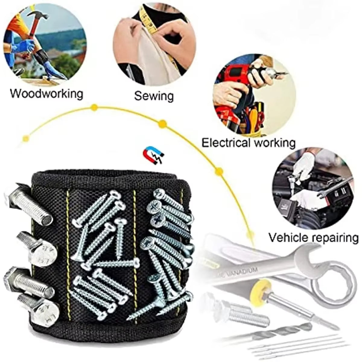 Magnetic Tool Wristband Working Magnetic Wristband, Magnetic Wristband with Strong Magnetic Nail Suction