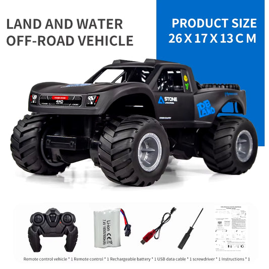 4WD RC Car Amphibious Off-Road Vehicle 2.4G Remote Control Water Land Waterproof Crawler Stunt Climbing Truck Toys for Children