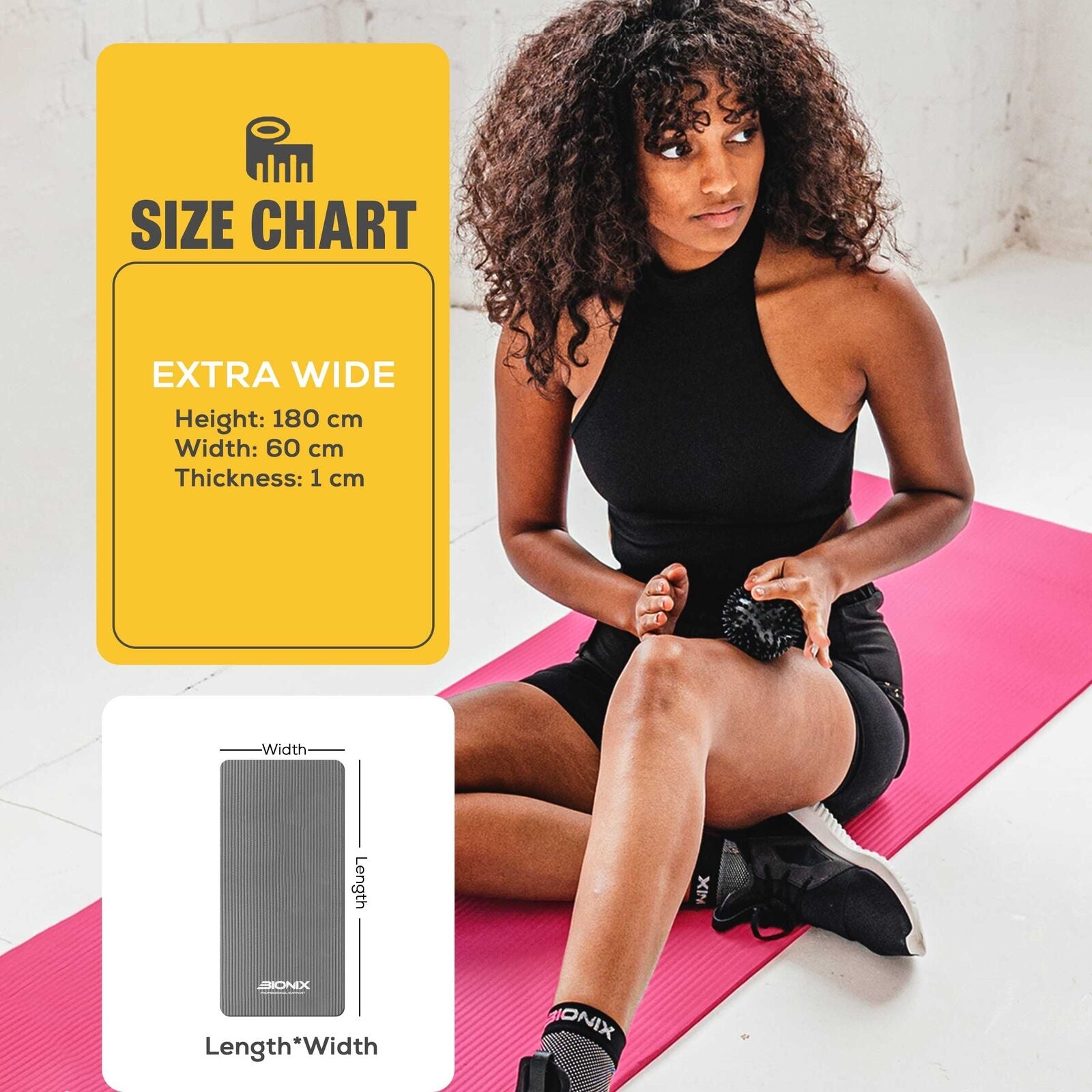 Thick 10mm Non-Slip Yoga Mat with Carry Strap - Perfect for Gym, Pilates, and Fitness Workouts