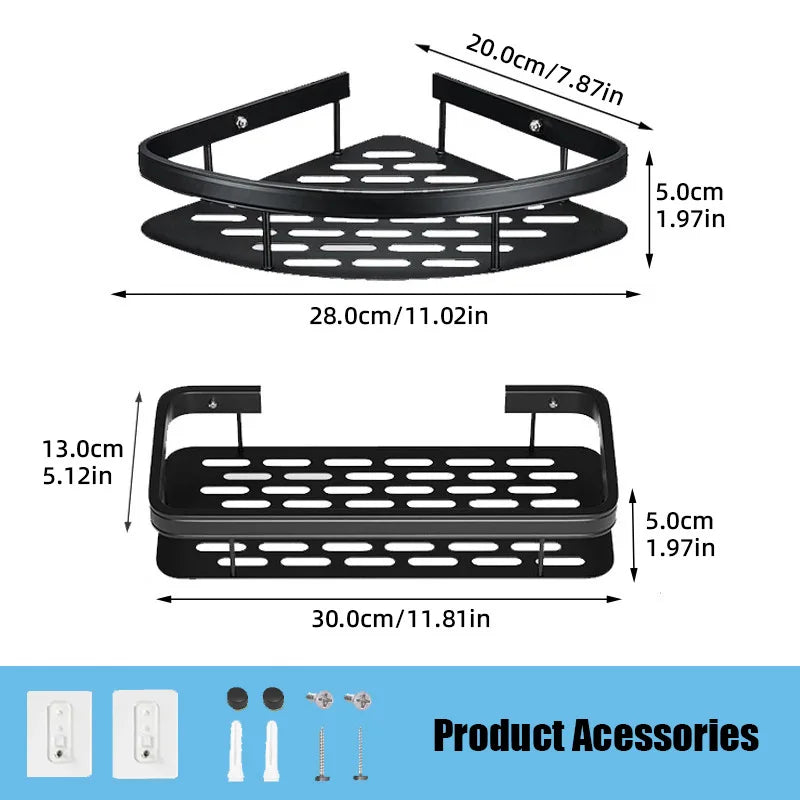 Bathroom Shelf Makeup Storage Organizer Aluminum Alloy Shampoo Rack Shower Shelf Bathroom Accessories No Drill Wall Shelf