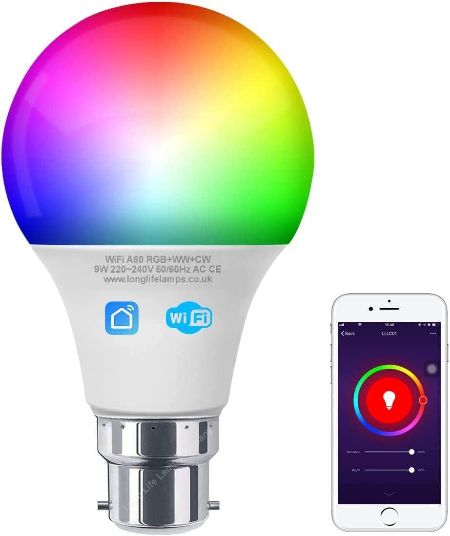 Transform Your Space with the WiFi RGB Smart LED Light Bulb – Compatible with iOS, Android, Amazon Alexa & Google Home