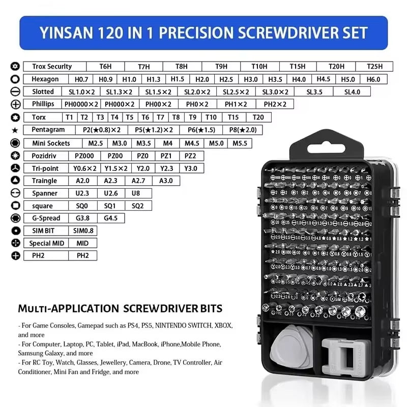 NEW Precision Screwdriver 115-In-1 Set Multifunctional Professional Repair Tool with 98Pcs Magnetic Suitable for Various Repairs